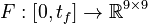 F: \left[0,t_f \right] \rightarrow \mathbb{R}^{9 \times 9}