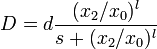D = d \frac{(x_2/x_0)^l}{s+(x_2/x_0)^l}