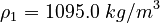 \rho_1 = 1095.0 \ kg/m^3